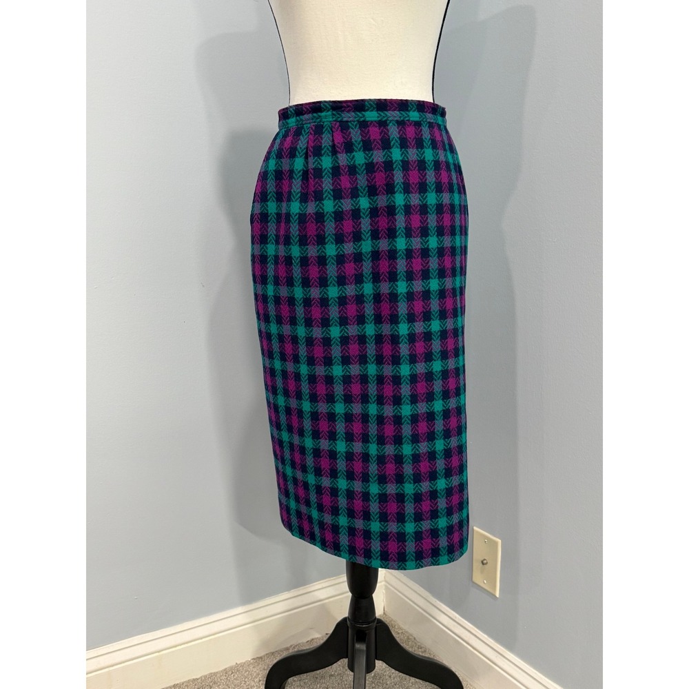 Vintage Pendleton 100% Wool Plaid Tartan Pattern Pencil Skirt Made in USA